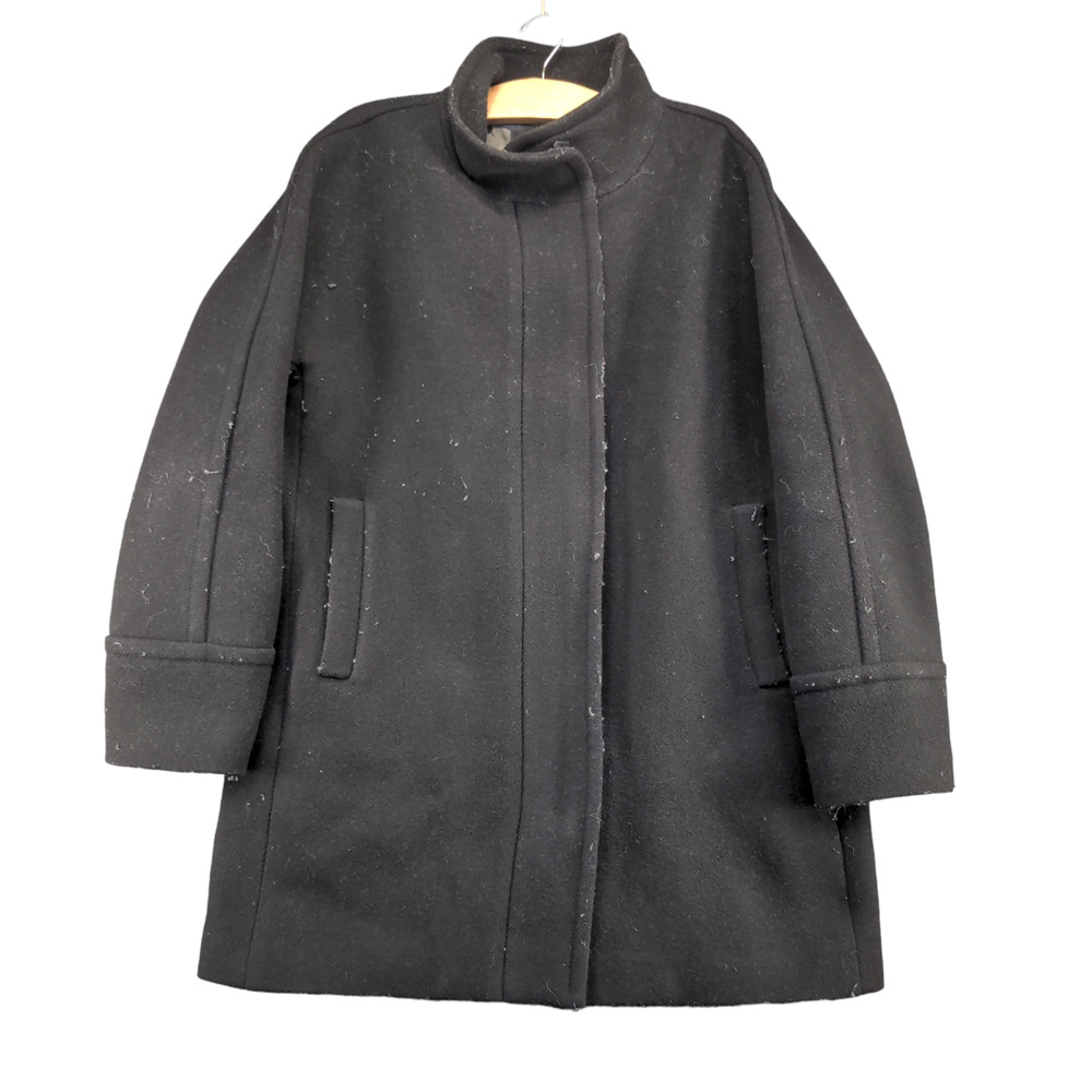 J. Crew Stadium Cloth by Nello Gori Women's Full Zip Coat Black 16 Wool Blend